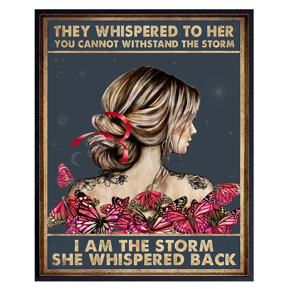 Inspirational Wall Art &amp; Decor -LARGE 11x14- They Whispered to Her You Cannot Withstand The Storm Decor - She Whispered Back I Am The Storm - Boho Art - Positive Quotes - Encouragement Gifts for Women