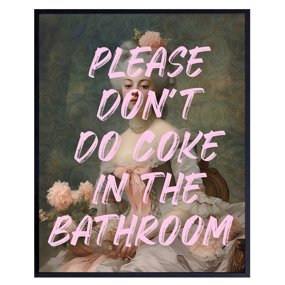 funny Bathroom Wall Decor for Women - Bath Accessories - Cute Small Bathroom Pictures - Please Don&
