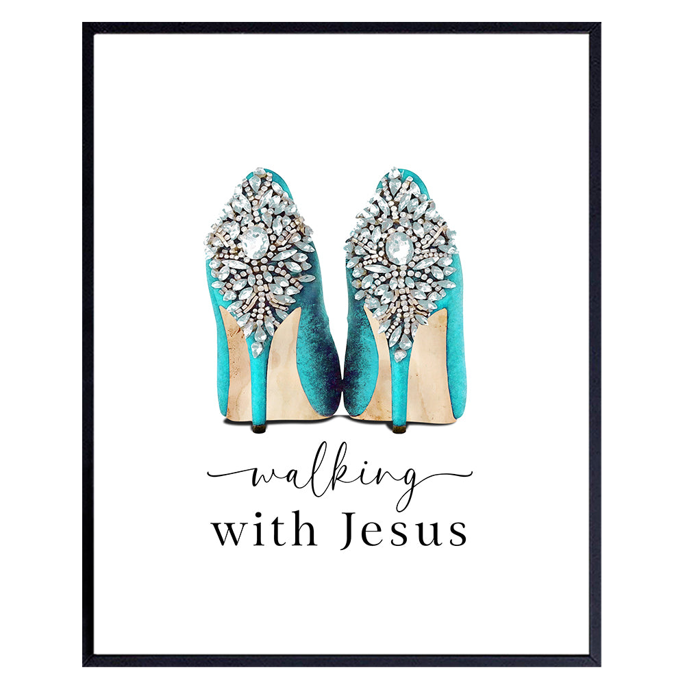 Christian Religious Wall Art &amp; Decor - Christian Gift for Woman - Jesus Wall Art - Motivational poster spiritual Wall Decor - Teen Girl Bedroom Decor - Fashion Glam Wall Decor - Inspirational Quotes