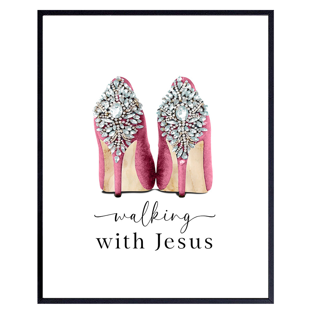Religious Wall Art &amp; Decor - Christian Gift for Woman - spiritual Wall Decor Motivational poster - Teen Girl Bedroom Decor - Glam Fashion Wall Decor- Inspirational Quotes Faith Wall Art - God Wall Art