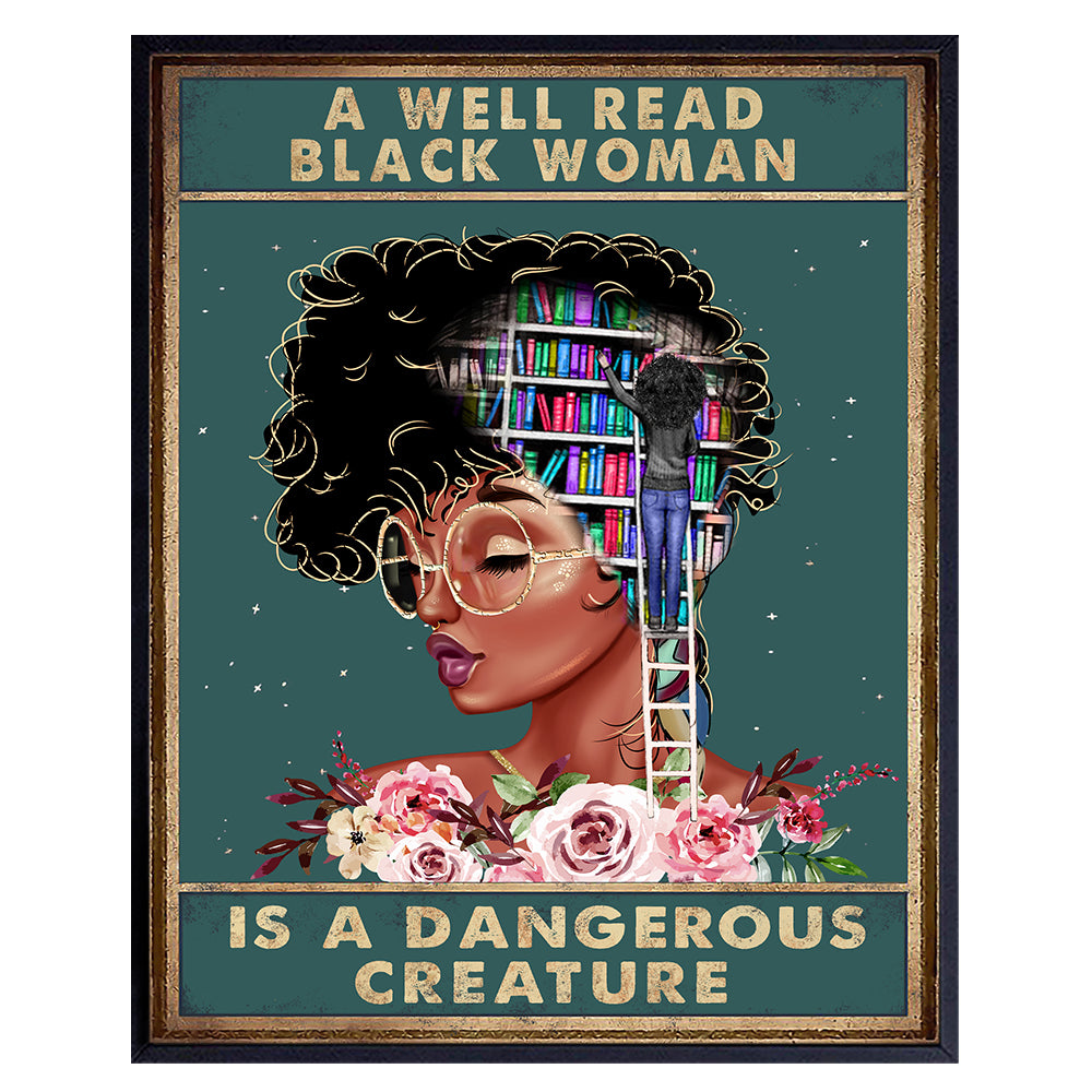 African American Wall Art &amp; Decor - Black Art - African American Girl, Women - Motivational Poster - Inspirational Positive Quotes - Classroom Decor- Educational Wall Art- Teacher Gifts - Black Woman