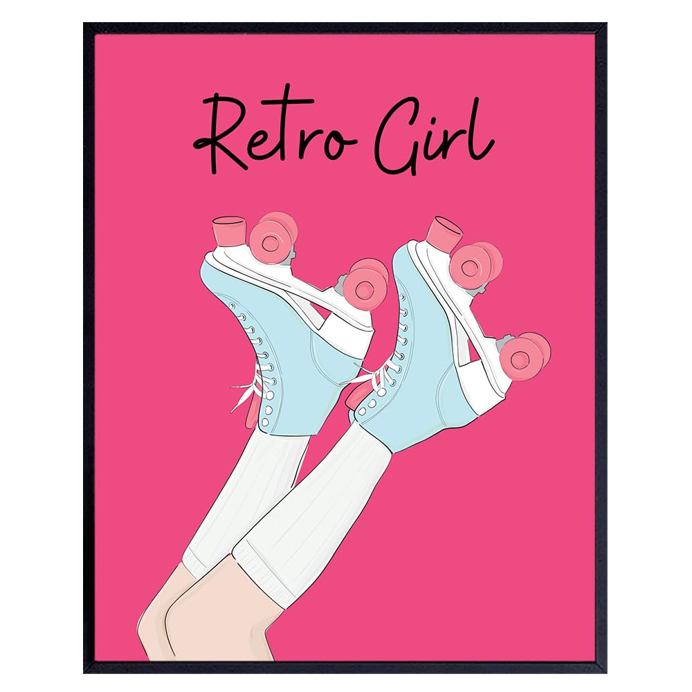 Vintage Retro Girls Room Decor - 60s 70s 80s Hot Pink Decor - Preppy Room Decor - Chic Wall Decor for Tween Teen Girls - Trendy Wall Decor - Cute Gifts for Women - Funky Maximalist Y2K Decor Aesthetic