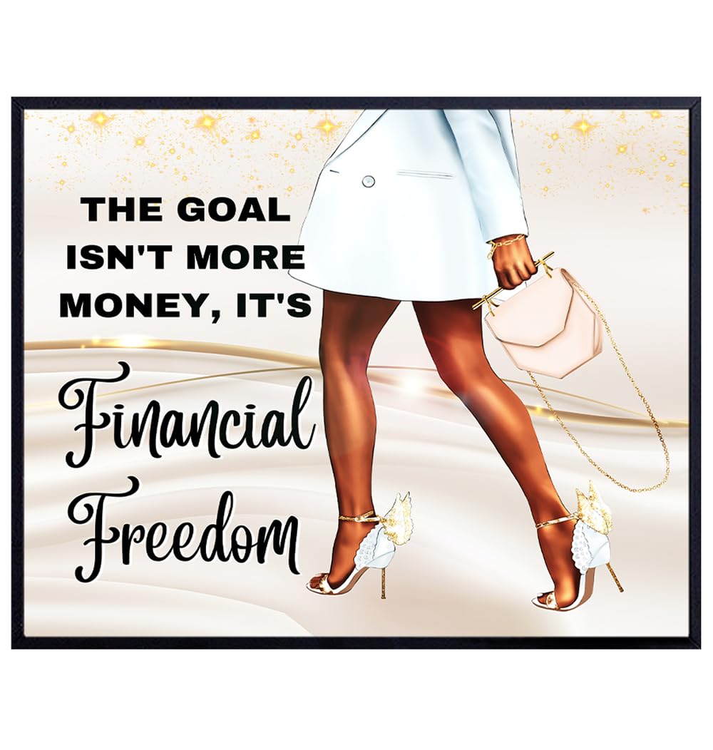 Success Wall Art for Black women - Inspirational Wall Decor for Women - Motivational Wall Art for African Americans - Glam Wall Art for Black Girl - positive Quotes Home Office Decor for Entrepreneurs