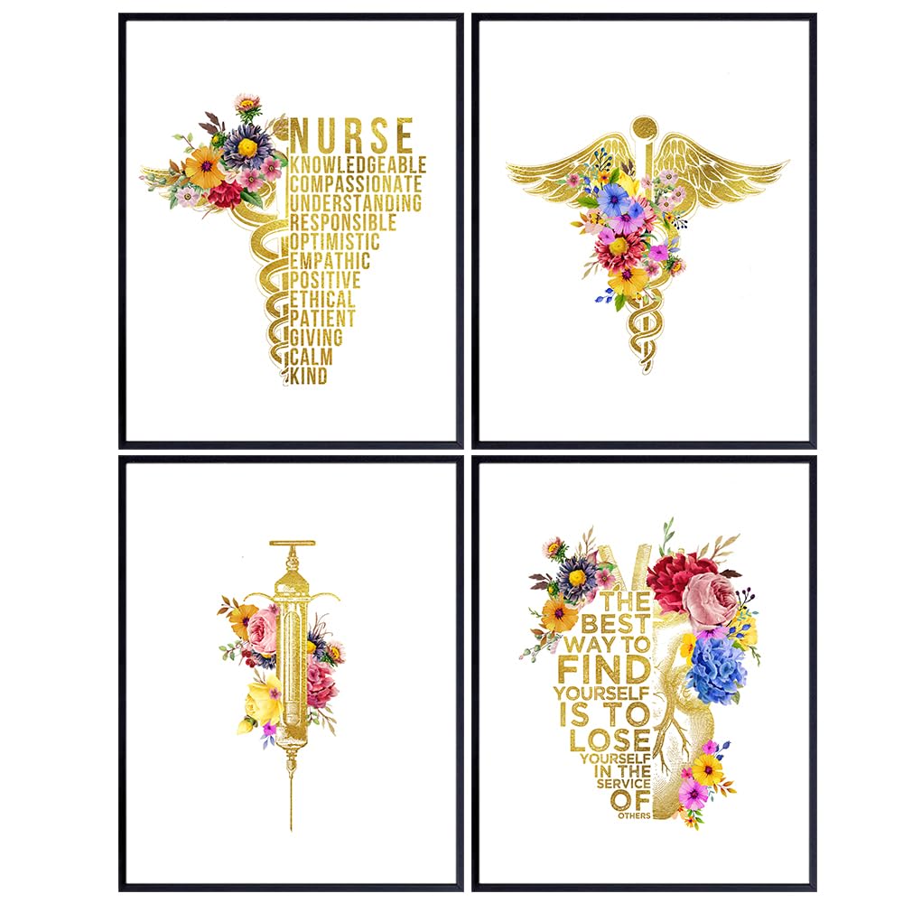 Nurse Wall Art Set 11x14 - RN Gifts for Nurses, CNA, Doctor, Nurse Practitioner, Nursing Decorations - Hospital, Doctors Office Decor - Registered Nurse, Nursing Graduation, Nurse Gifts for Women
