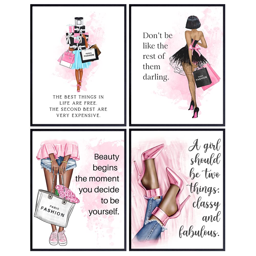 Inspirational Quote Wall Decor - Luxury Gift for African Americans Black women, Girl - Glam Wall Art - Couture Fashion Design Room, Home decoration - Positive Motivational Quote - Teens Bedroom