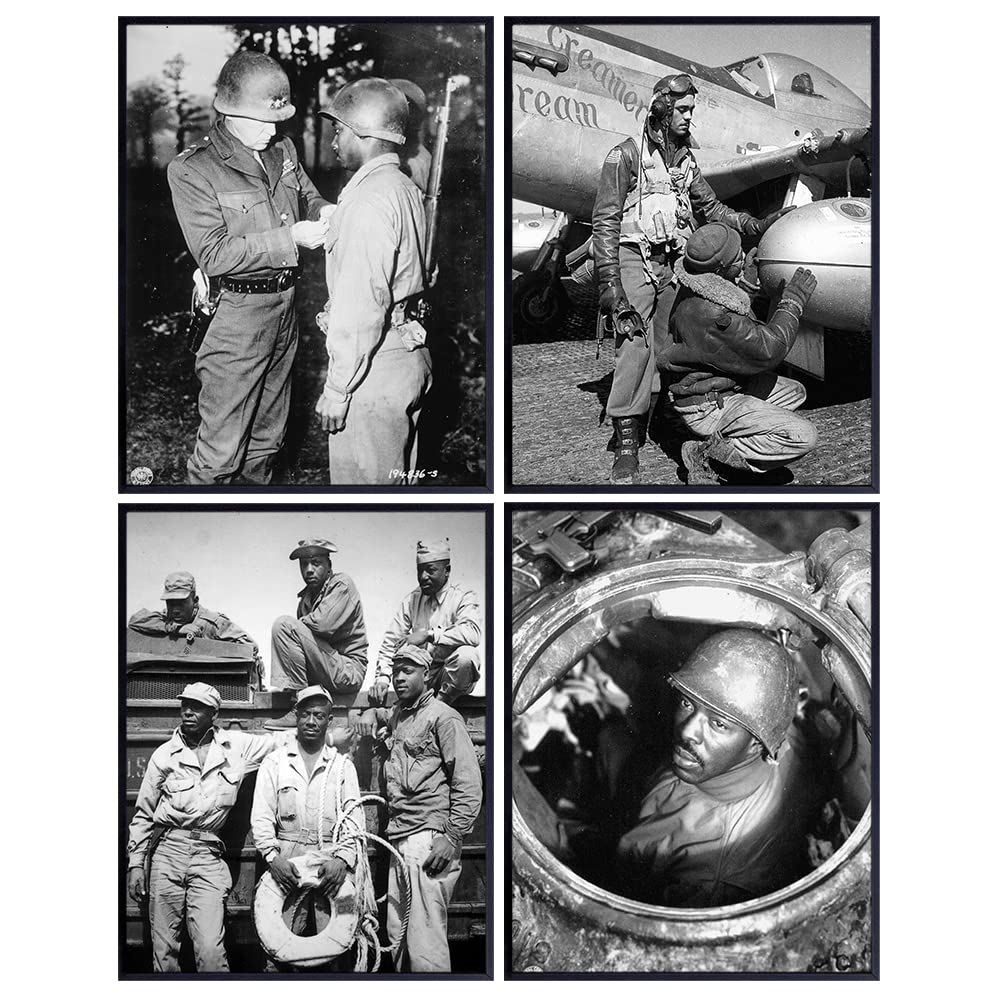 African American Heroes WWII Military Servicemen Photo Set - 8x10 Wall Art for School, Classroom, Class, Black History Month - Unique Vintage Gift for Army, Navy, Air Force Marines Veterans, Vets