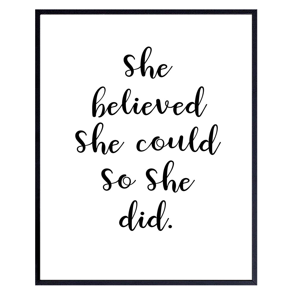 Motivational Wall Art Inspiring Gifts - Inspirational Gifts for Women - positive Quotes Wall Decor - Empowered Women - Inspirational, Motivational poster - Typography Wall Art - Women&