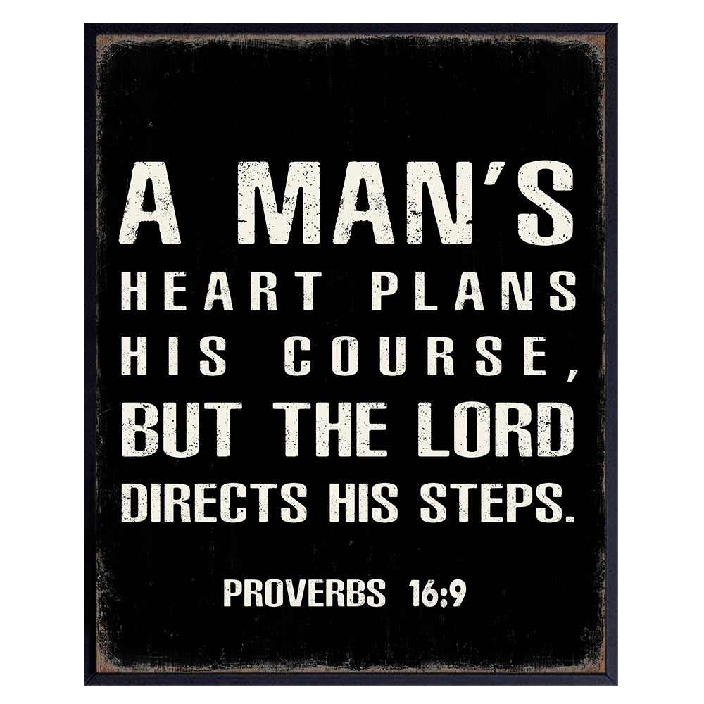 Bible Verse Wall Art - Bible Verses Religious Decor - Inspirational spiritual Gifts for Men - Psalm Wall Decor - Catholic Gifts for Pastor, Minister - God Scripture Wall Art - Decorations