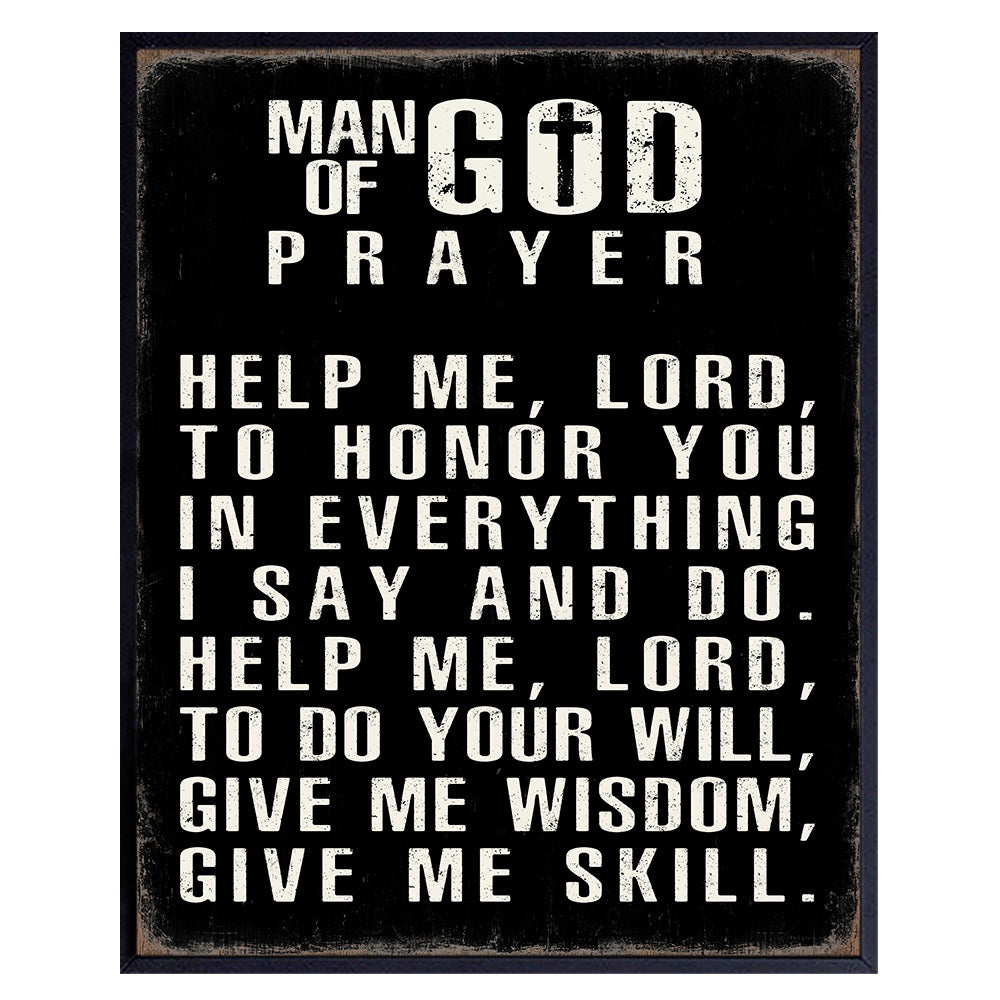 Christian Wall Art For Men - Inspirational Bible Verse Print Sign - Religious Gifts for Him - Motivational poster - Scripture - Man cave, Office, Church Decor - Christianity Art Decoration