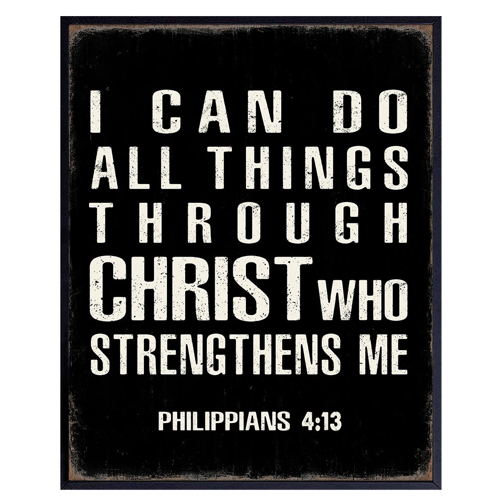Christian Bible Verse Art Print - I Can Do All Things Through Christ - Christian Wall Art for Men - Jesus Scripture Wall Decor - God Wall Art - Inspirational spiritual Gifts - Catholic Gifts
