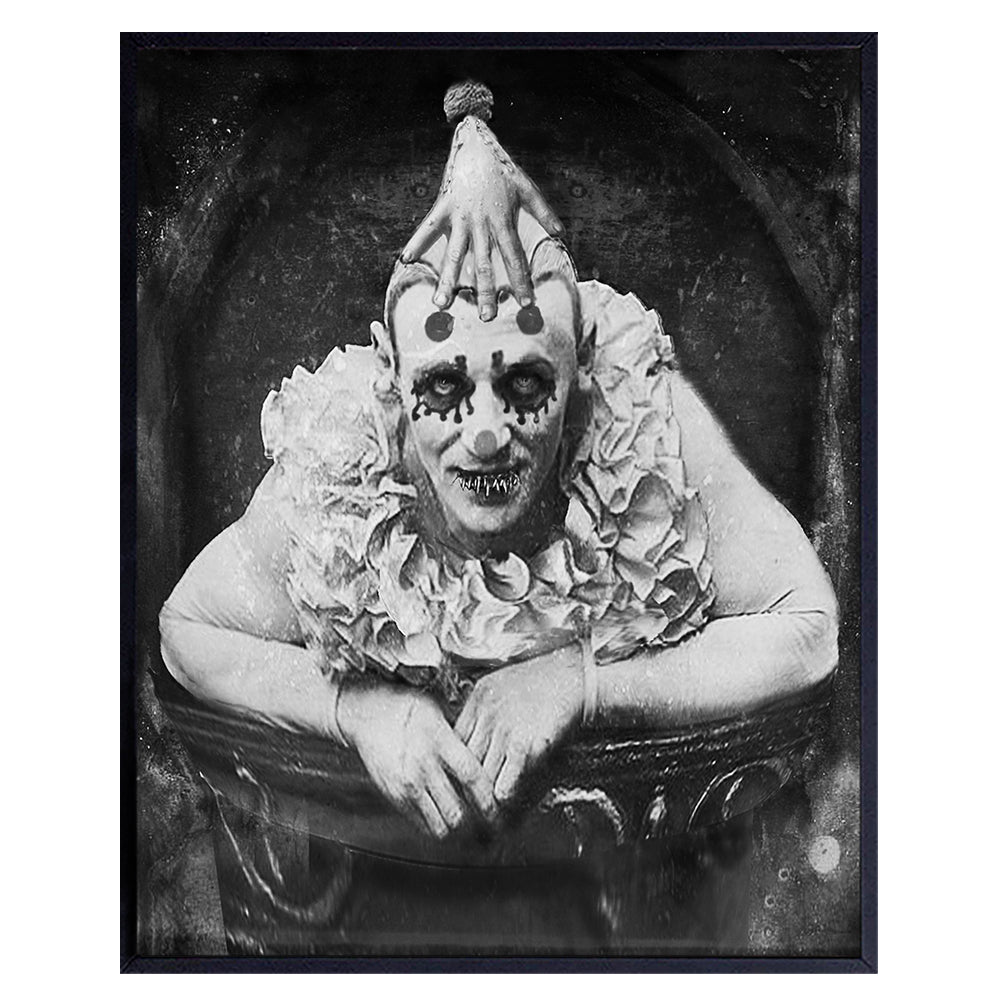 Creepy Scary Clown Poster - Halloween Wall Art - Spooky Home Decor - Gothic Room Decor - Creepy Clown, Horror Gifts - Pagan Gifts for Halloween Decoration, Scary Wall Decor - Goth Wall Art