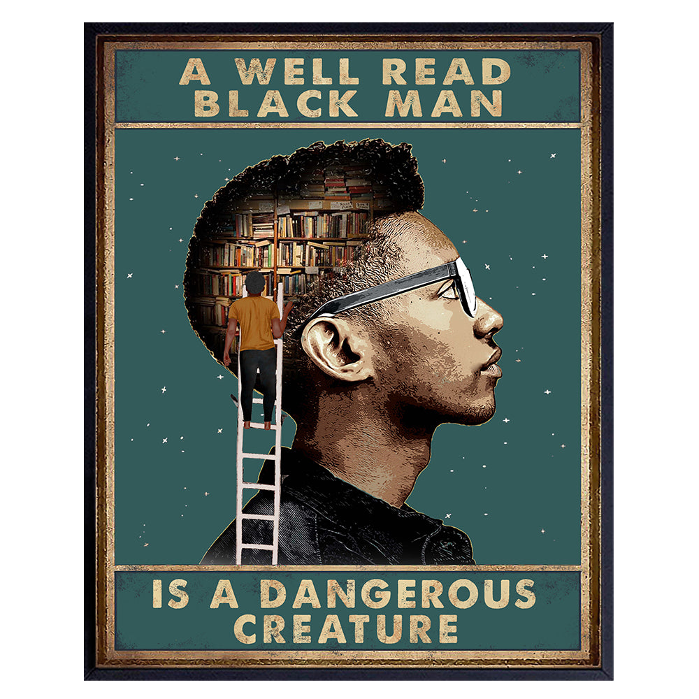 Inspirational African American Classroom Decor - Black Art Poster - Positive Quotes - Afro Wall Art for Boys, Teacher, Men - Family Wall Art - Motivational Quotes - Educational Wall Decor