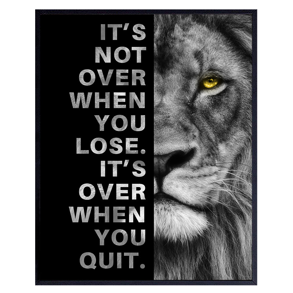 Office Wall Art For Men - Inspirational Wall Decor - Motivational quote - positive affirmation Wall Art - Gym Motivation Poster - Man cave Wall Decorations - Lion Wall Decor - LARGE Unframed